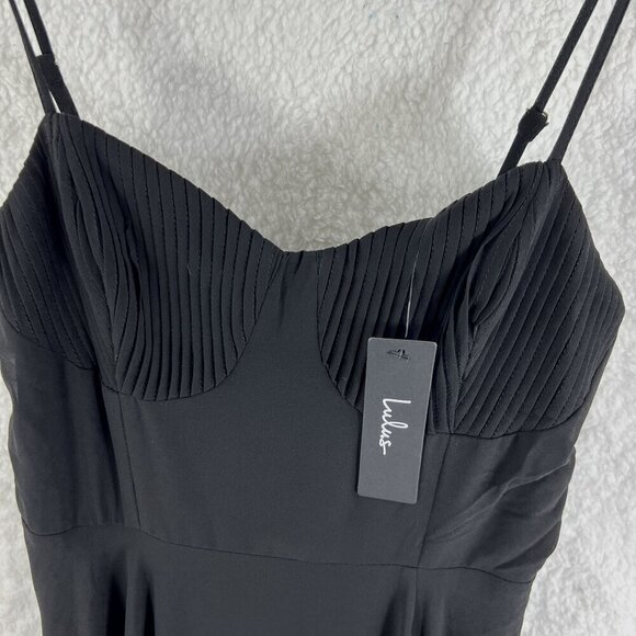 Lulus Cause for Commotion Black Pleated Bustier Maxi Dress M Fairy Goth Witchy - Picture 12 of 16